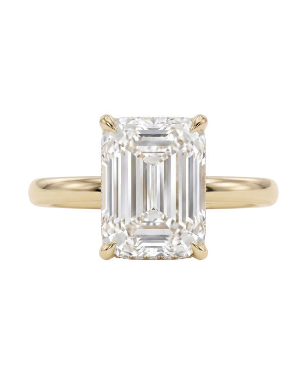The Lina Halo | Emerald Cut | 14K Yellow Gold