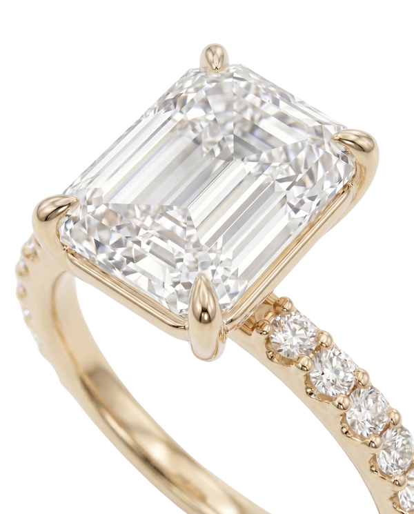 The Lina Pave | Emerald Cut | 14K Yellow Gold