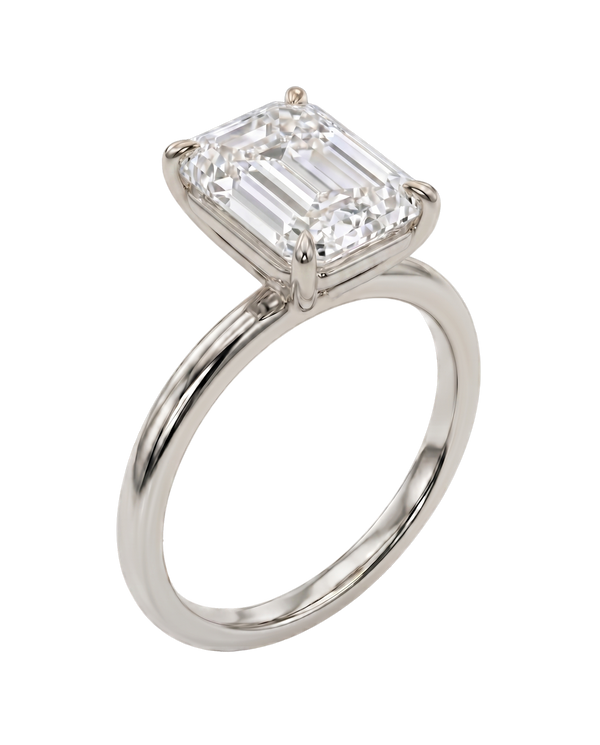 The Lina Solitaire | Emerald Cut | 14K White Gold