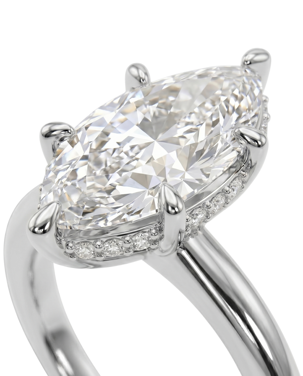 The Lina Halo | Marquise Cut | 14k White Gold