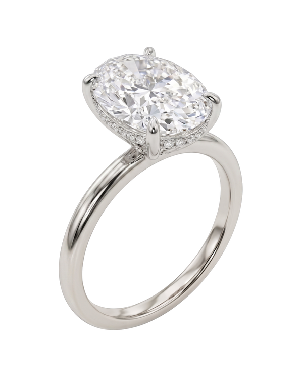 The Lina Halo | Oval Cut | 14K White Gold