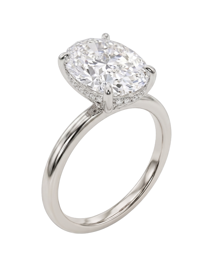 The Lina Halo | Oval Cut | 14K White Gold