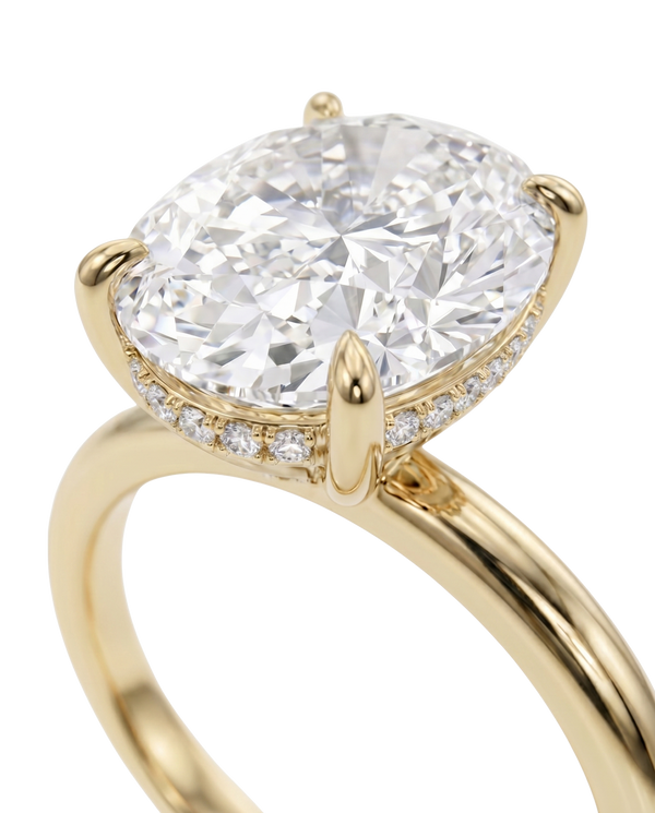 The Lina Halo | Oval Cut | 14K Yellow Gold