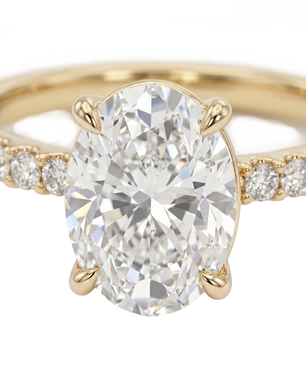The Lina Pave | Oval Cut | 14K Yellow Gold