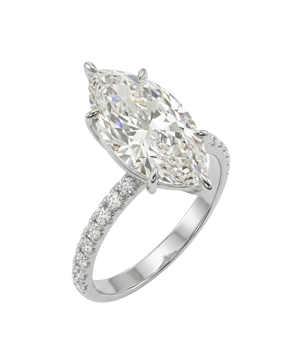 The Lina Pavé | Marquise Cut | 14k White Gold