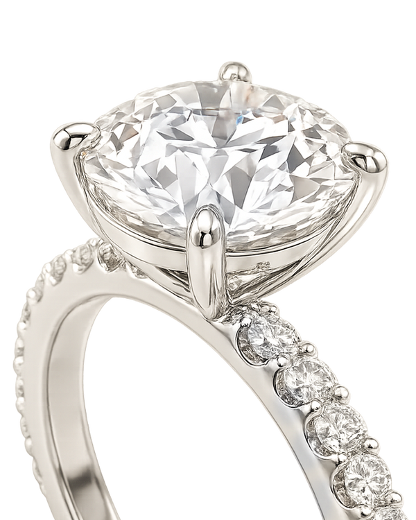 The Lina Pavé | Round Cut | 14k White Gold