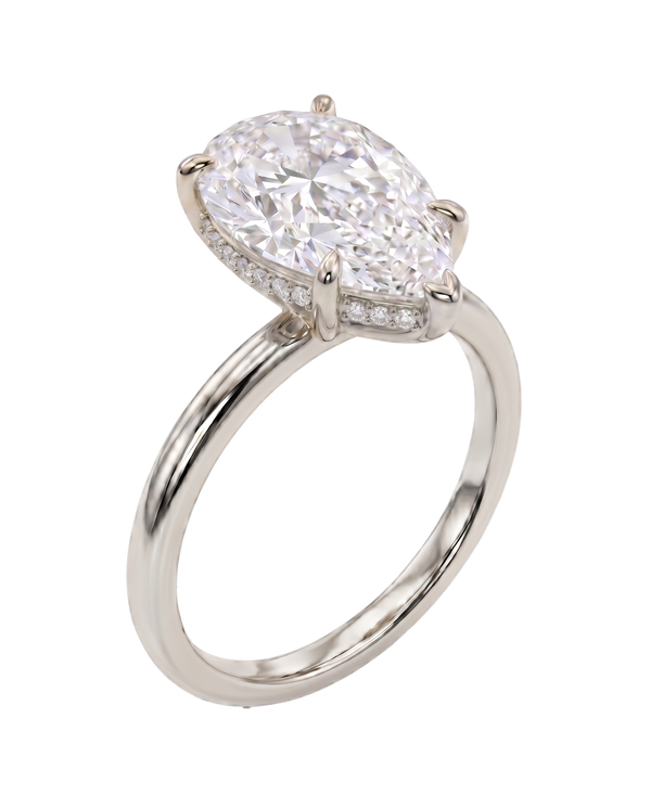The Lina Halo | Pear Cut | 14K White Gold