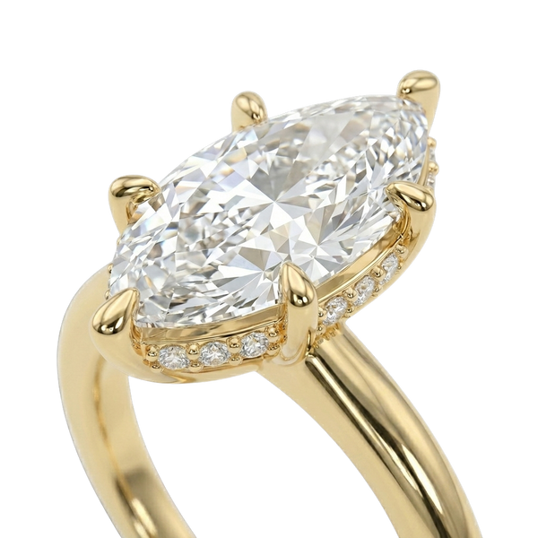 The Lina Halo | Marquise Cut | 14k Yellow Gold