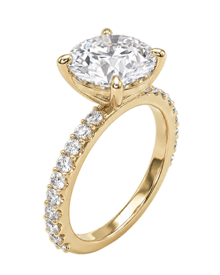 The Lina Pavé | Round Cut | 14k Yellow Gold
