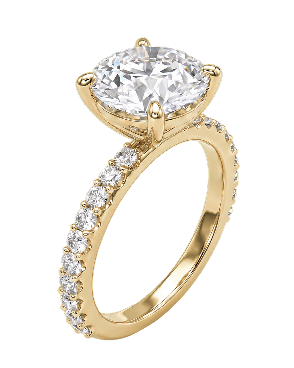 The Lina Pavé | Round Cut | 14k Yellow Gold