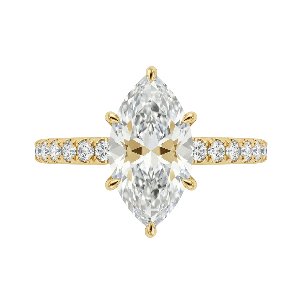 The Lina Pavé | Marquise Cut | 14k Yellow Gold