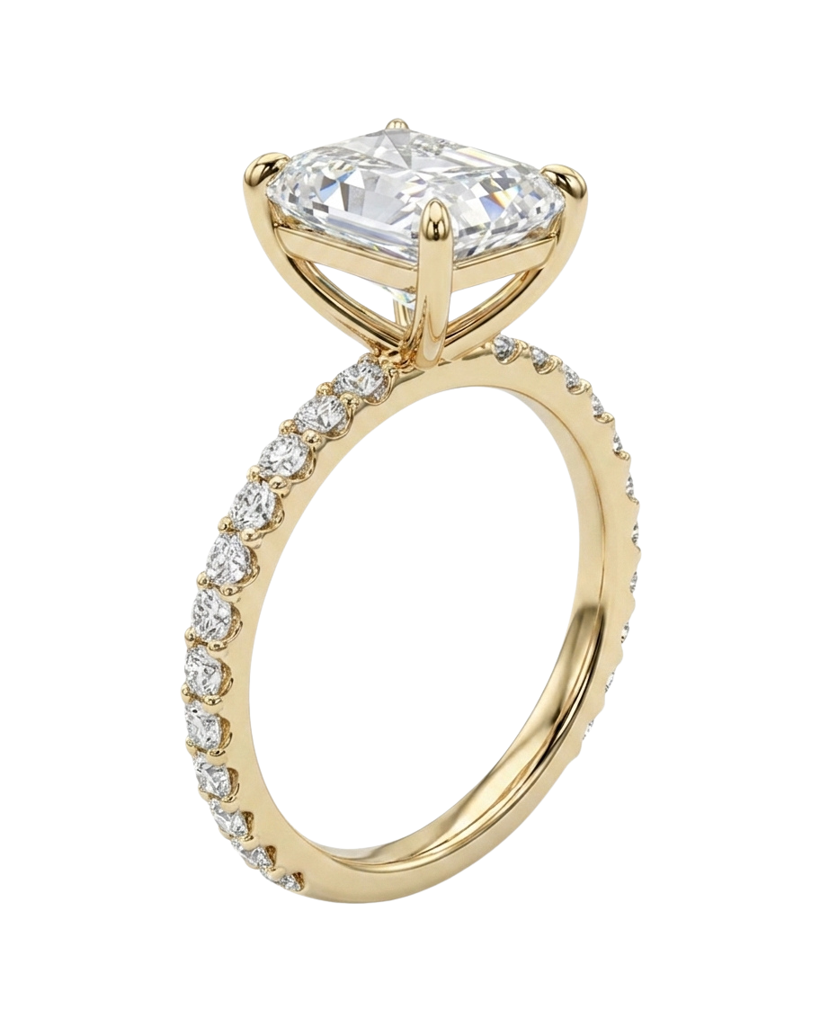 The Lina Pavé | Radiant Cut | 14K Yellow Gold