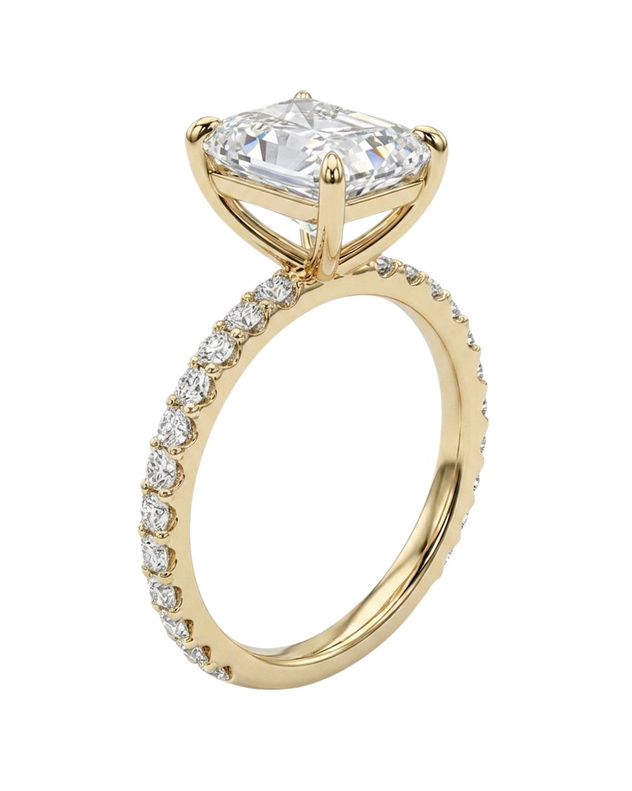 The Lina Pavé | Radiant Cut | 14K Yellow Gold