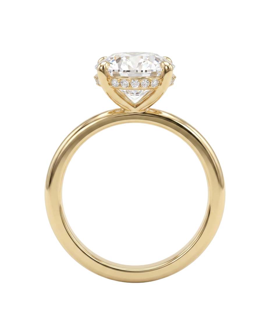 The Lina Halo | Round Cut | 14K Yellow Gold