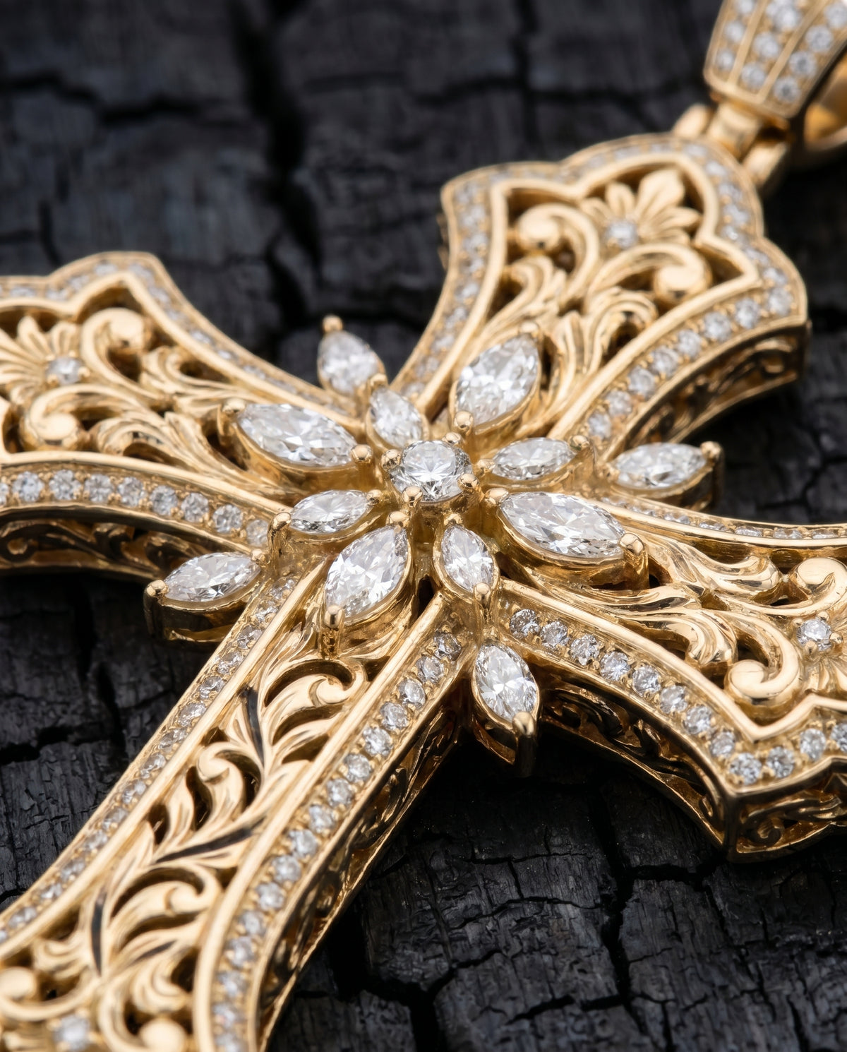 Filigree Diamond Cross Pendant