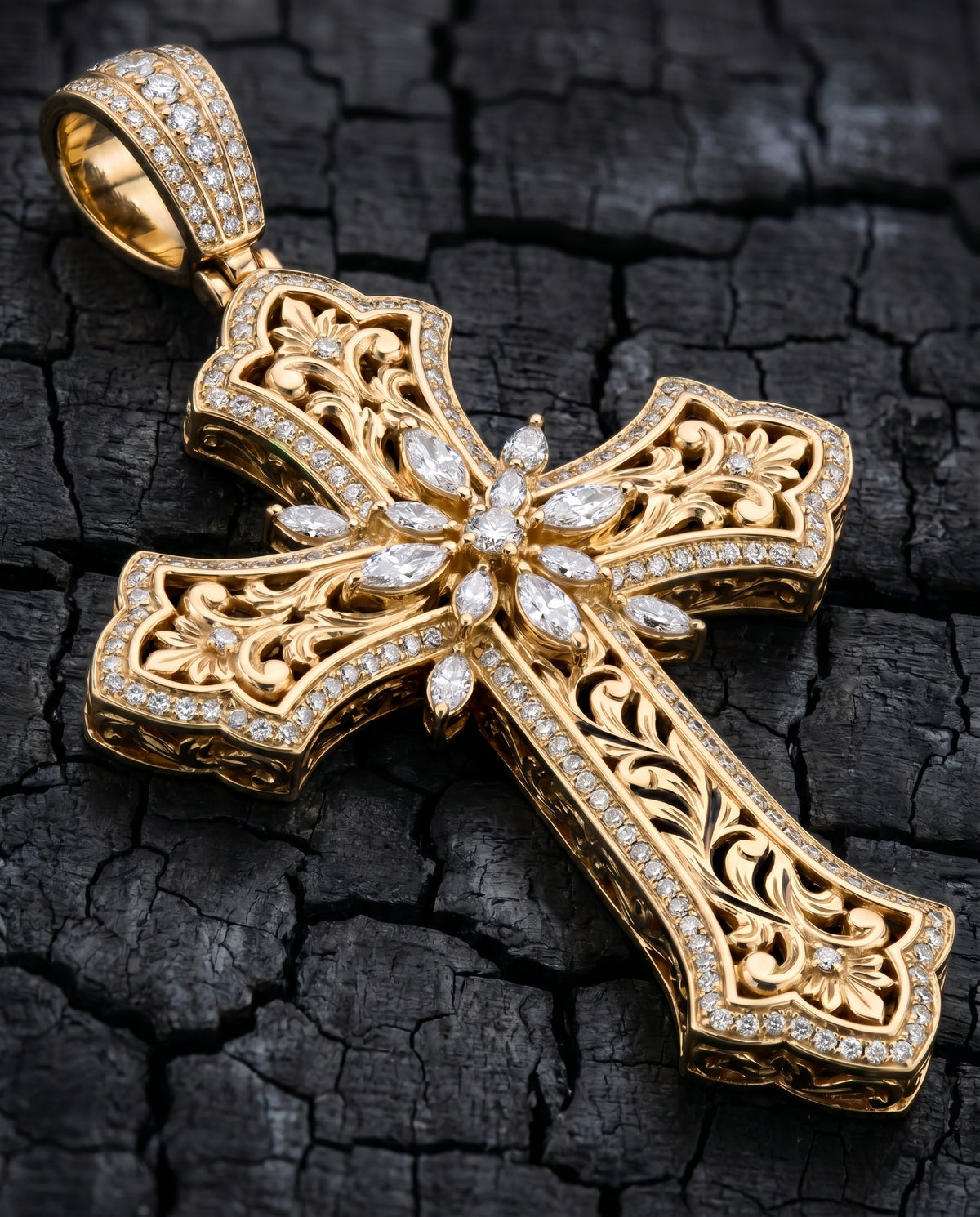Filigree Diamond Cross Pendant