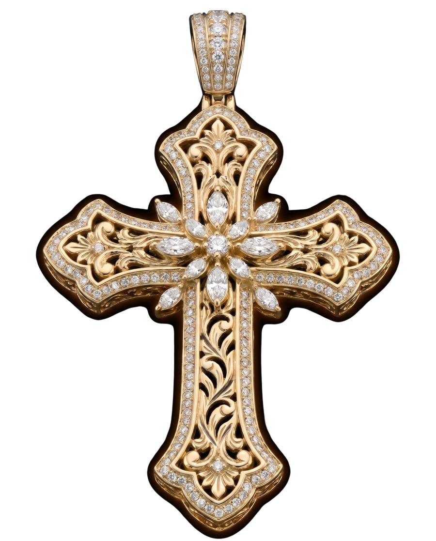 Filigree Diamond Cross Pendant