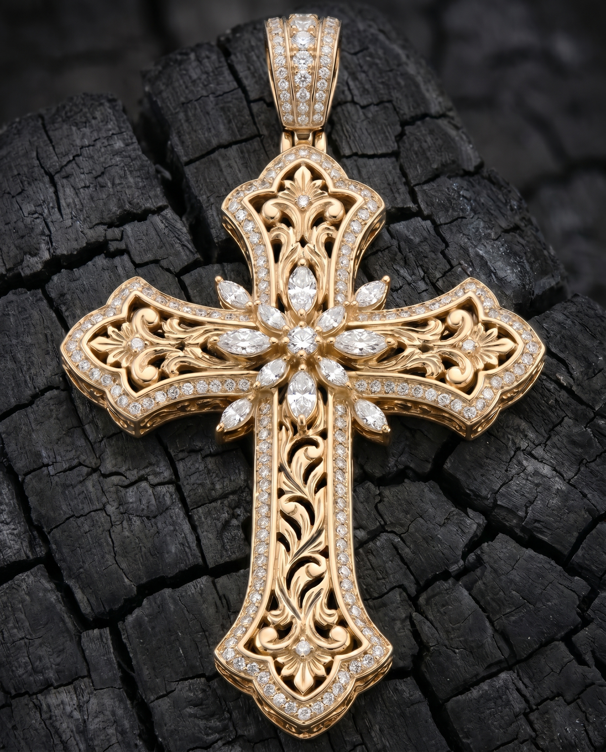 Filigree Diamond Cross Pendant