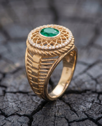 Sacred Spiral Ring — Emerald — View 1
