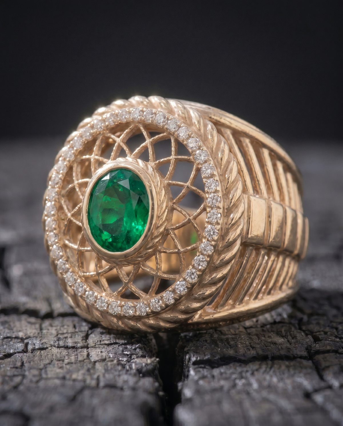 Sacred Spiral Ring — Emerald — View 4