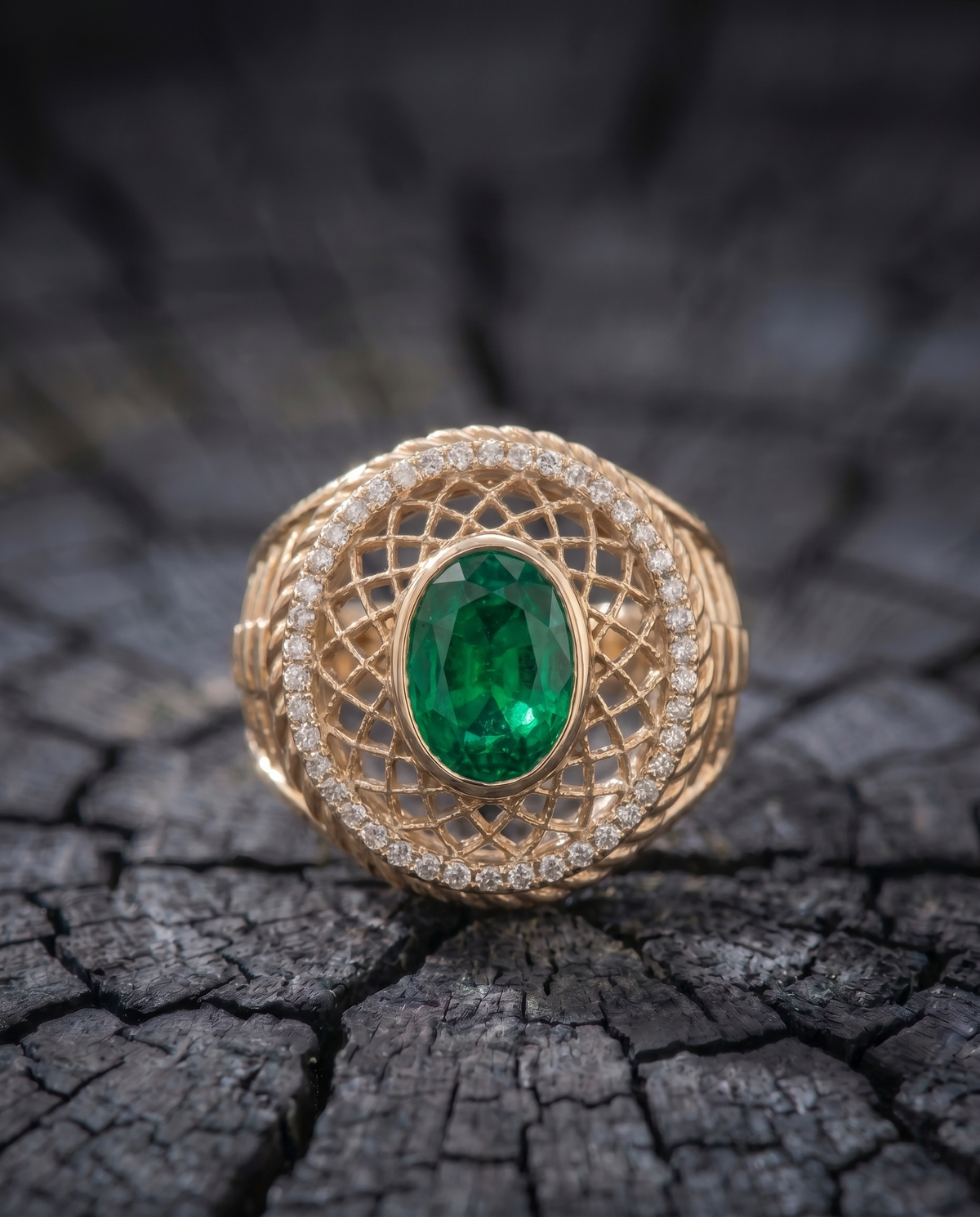 Sacred Spiral Ring — Emerald — View 5