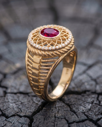 Sacred Spiral Ring — Ruby — View 1