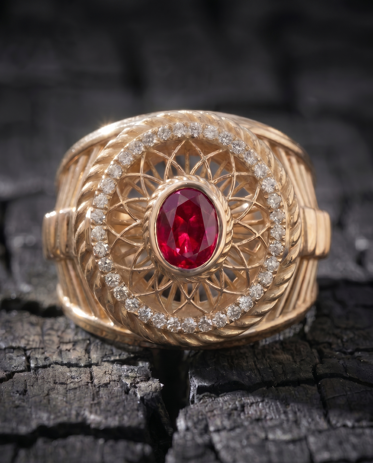 Sacred Spiral Ring — Ruby — View 3
