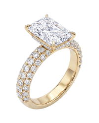 The Lina 3-Row Pavé | Radiant Cut | 14K Yellow Gold