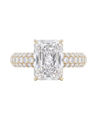 The Lina 3-Row Pavé | Radiant Cut | 14K Yellow Gold