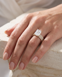 The Lina 3-Row Pavé | Radiant Cut | 14K Yellow Gold