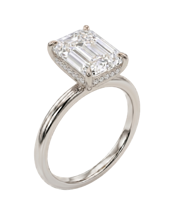 The Lina Halo | Emerald Cut | 14K White Gold
