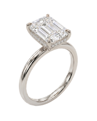 The Lina Halo | Emerald Cut | 14K White Gold