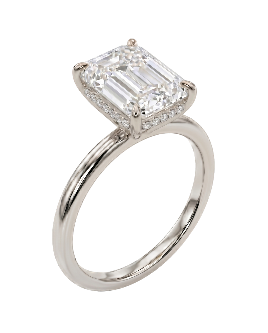 The Lina Halo | Emerald Cut | 14K White Gold