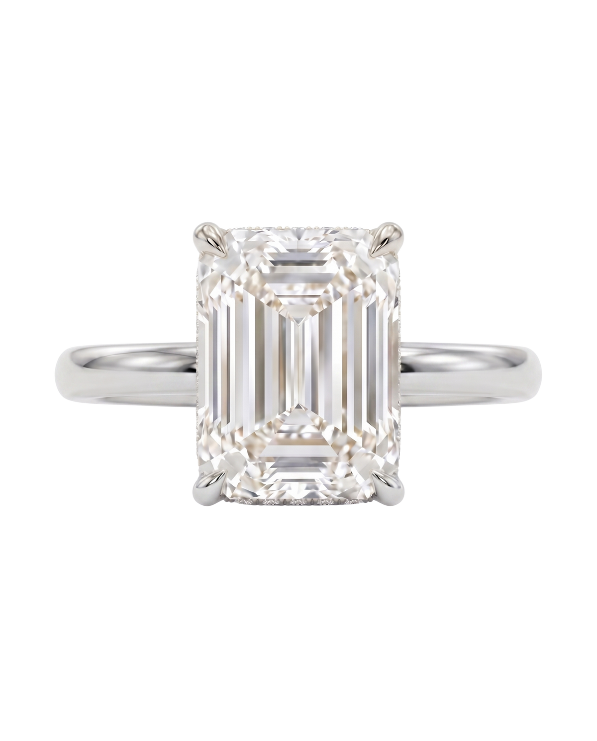 The Lina Halo | Emerald Cut | 14K White Gold