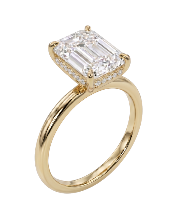 The Lina Halo | Emerald Cut | 14K Yellow Gold