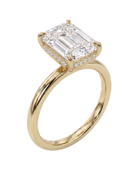The Lina Halo | Emerald Cut | 14K Yellow Gold