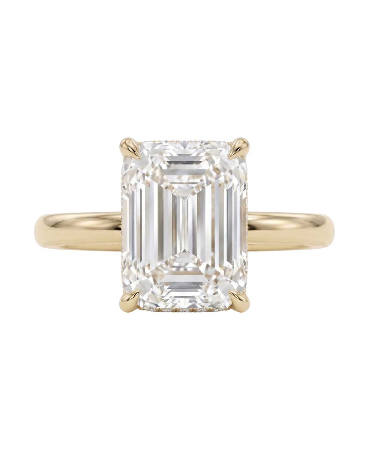 The Lina Halo | Emerald Cut | 14K Yellow Gold