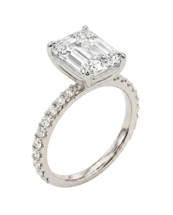 The Lina Pave | Emerald Cut | 14K White Gold