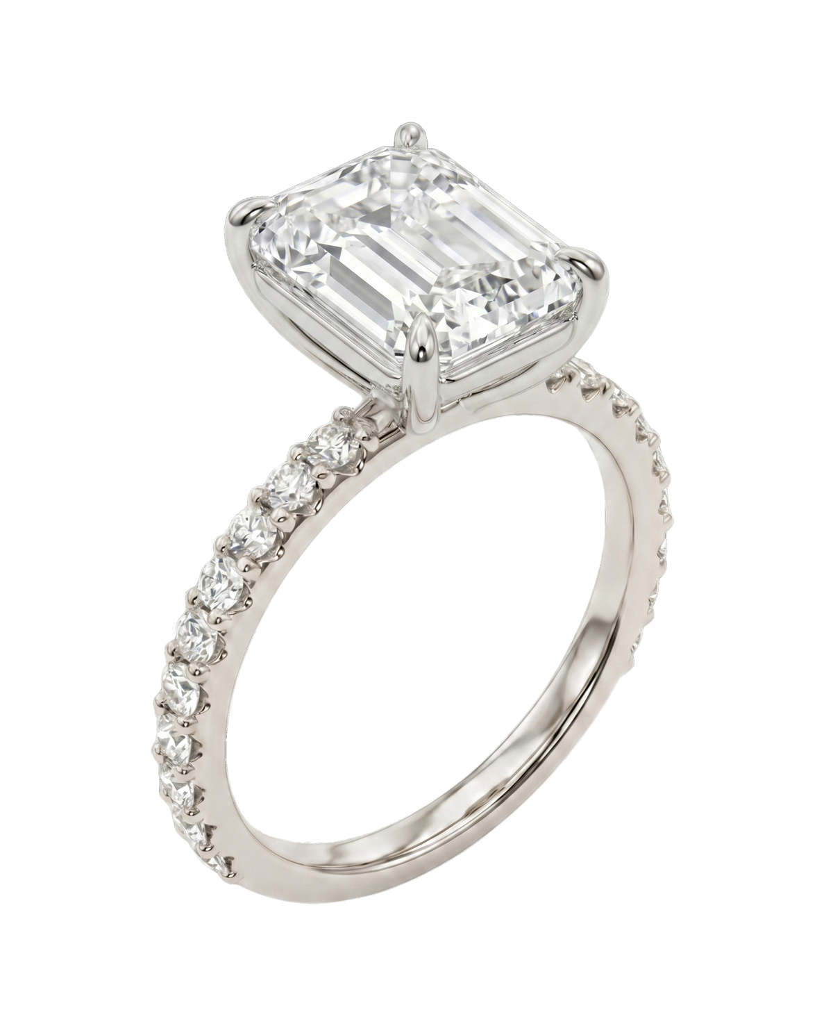The Lina Pave | Emerald Cut | 14K White Gold