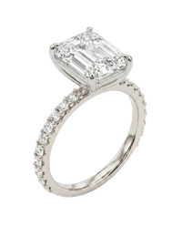 The Lina Pave | Emerald Cut | 14K White Gold