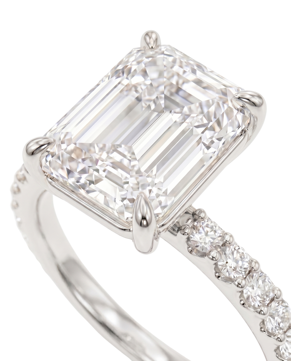 The Lina Pave | Emerald Cut | 14K White Gold