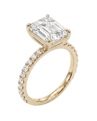 The Lina Pave | Emerald Cut | 14K Yellow Gold