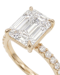 The Lina Pave | Emerald Cut | 14K Yellow Gold