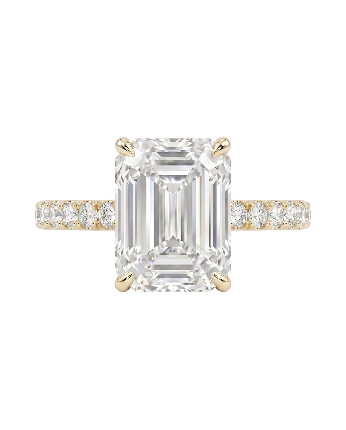 The Lina Pave | Emerald Cut | 14K Yellow Gold