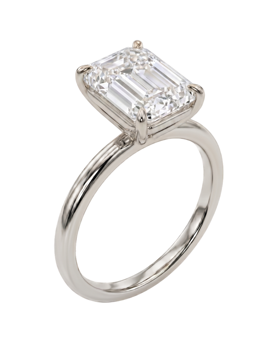 The Lina Solitaire | Emerald Cut | 14K White Gold