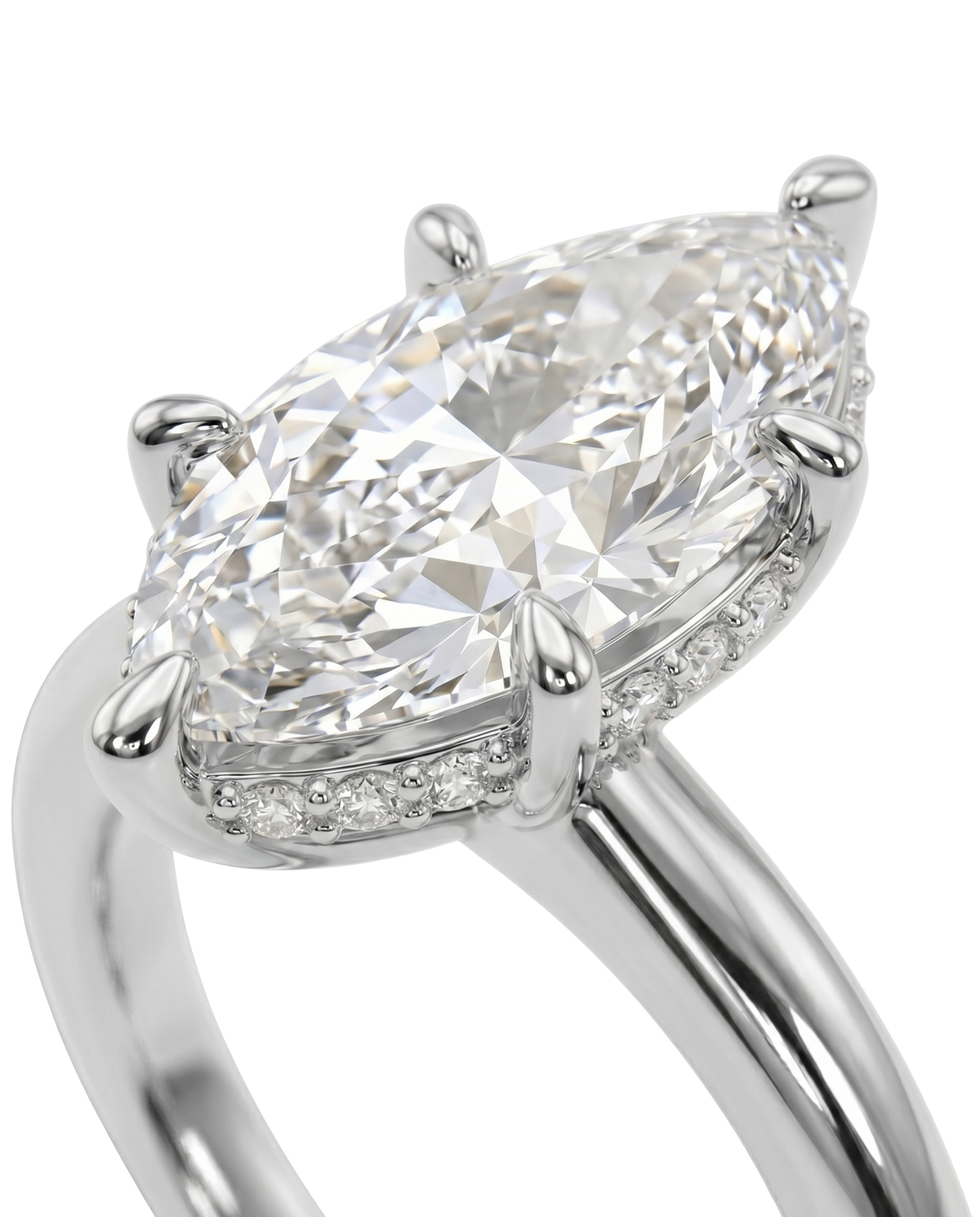 The Lina Halo | Marquise Cut | 14k White Gold