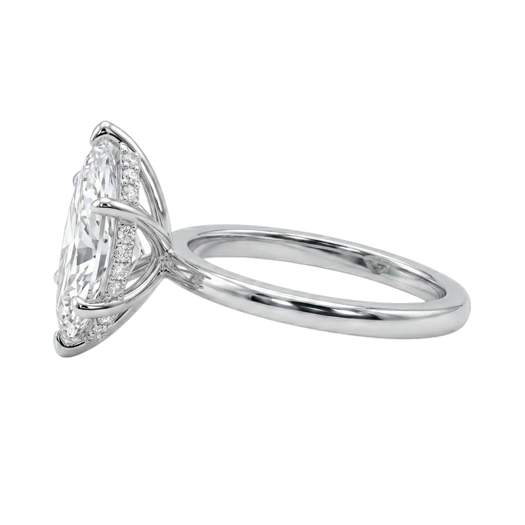 The Lina Halo | Marquise Cut | 14k White Gold