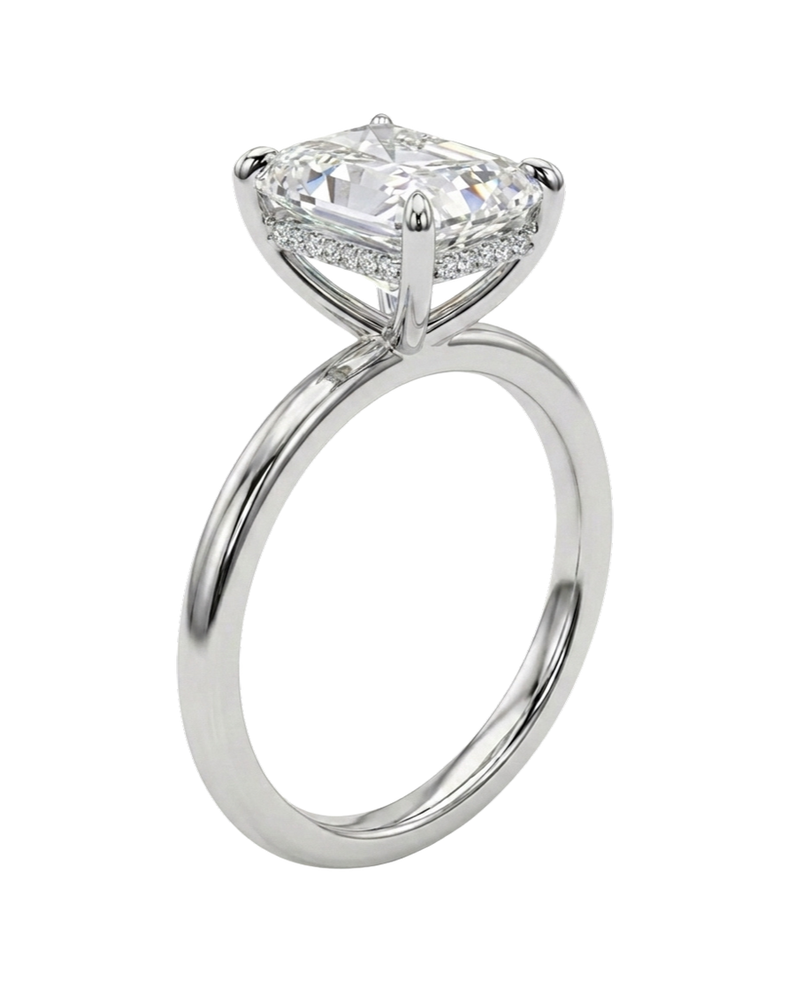 The Lina Halo | Radiant Cut | 14K White Gold