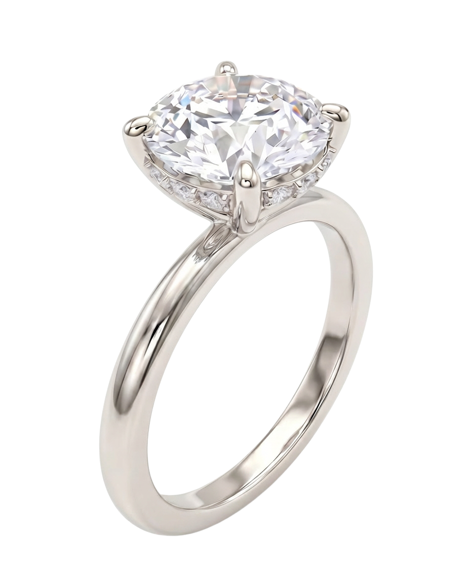 The Lina Halo | Round Cut | 14K White Gold