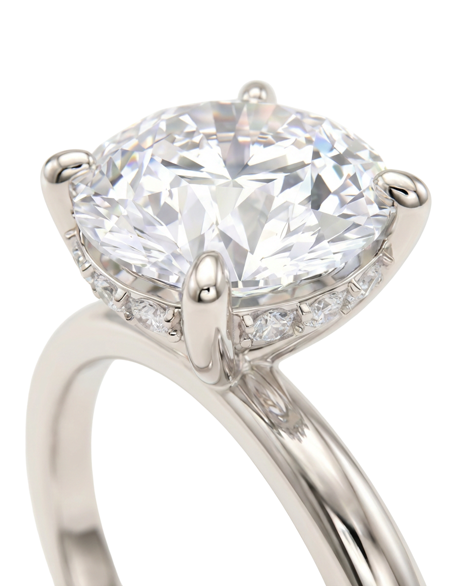 The Lina Halo | Round Cut | 14K White Gold